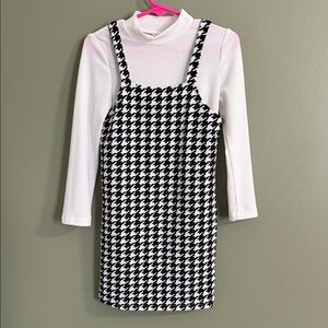 SHEIN White Top with Houndstooth Jumper Dress